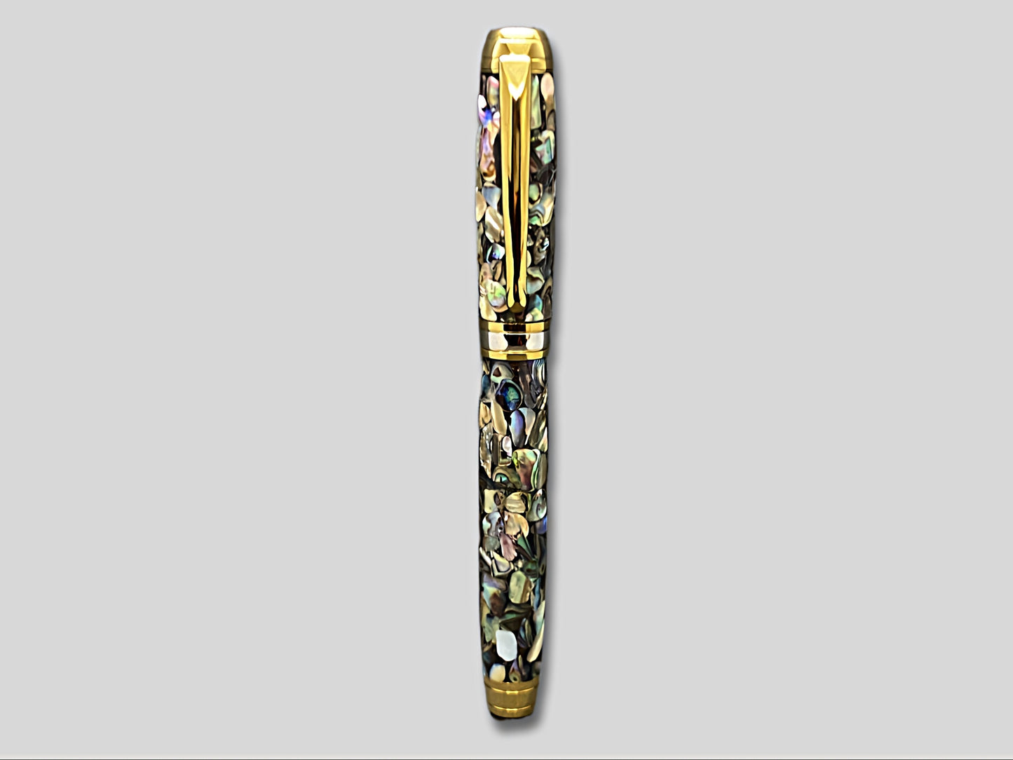 Mistral Fountain Pen in Paua Abalone and Gold with Rhodium Accents